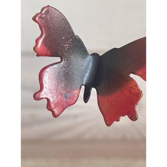 Vintage 1960's Table top Brutalist Metal Butterfly Sculpture Onyx Stone - Picture 11 of 14